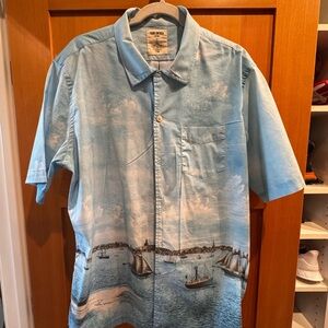 Todd Snyder Blue Casual Button Down Shirt Coastal Print
